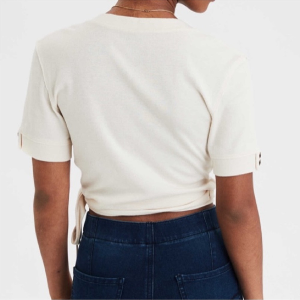 American Eagle Off-White Wrap Front Top - Picture 2 of 10